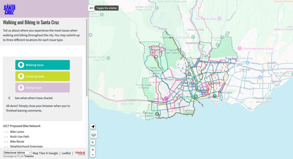 screenshot of map tool