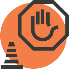 traffic cone and stop sign